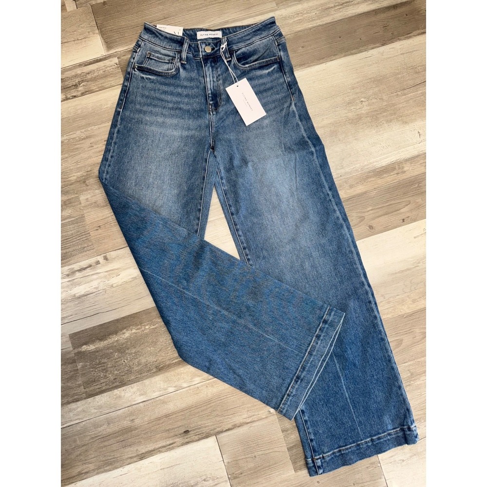 Flying Monkey High Rise Wide Leg Jeans Women Blue Medium Wash F5990 Size 27